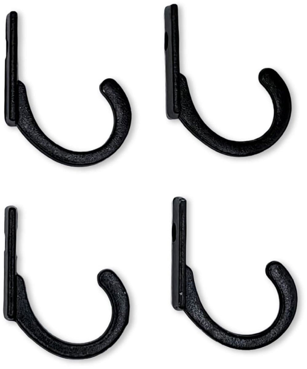 FSW-Products - 4 Stuks - Kleine Ophanghaken incl. schroeven - 1.2 x 1.8 cm - Zwart - RVS - Kapstokhaken - Sleutelhaken - Muurhaken - Wandhaken - Keukenhaken - Handdoekhaken - Haakjes - Haken - Ophanghaakjes - Haakjes voor Sleutels – Kapstokhaken