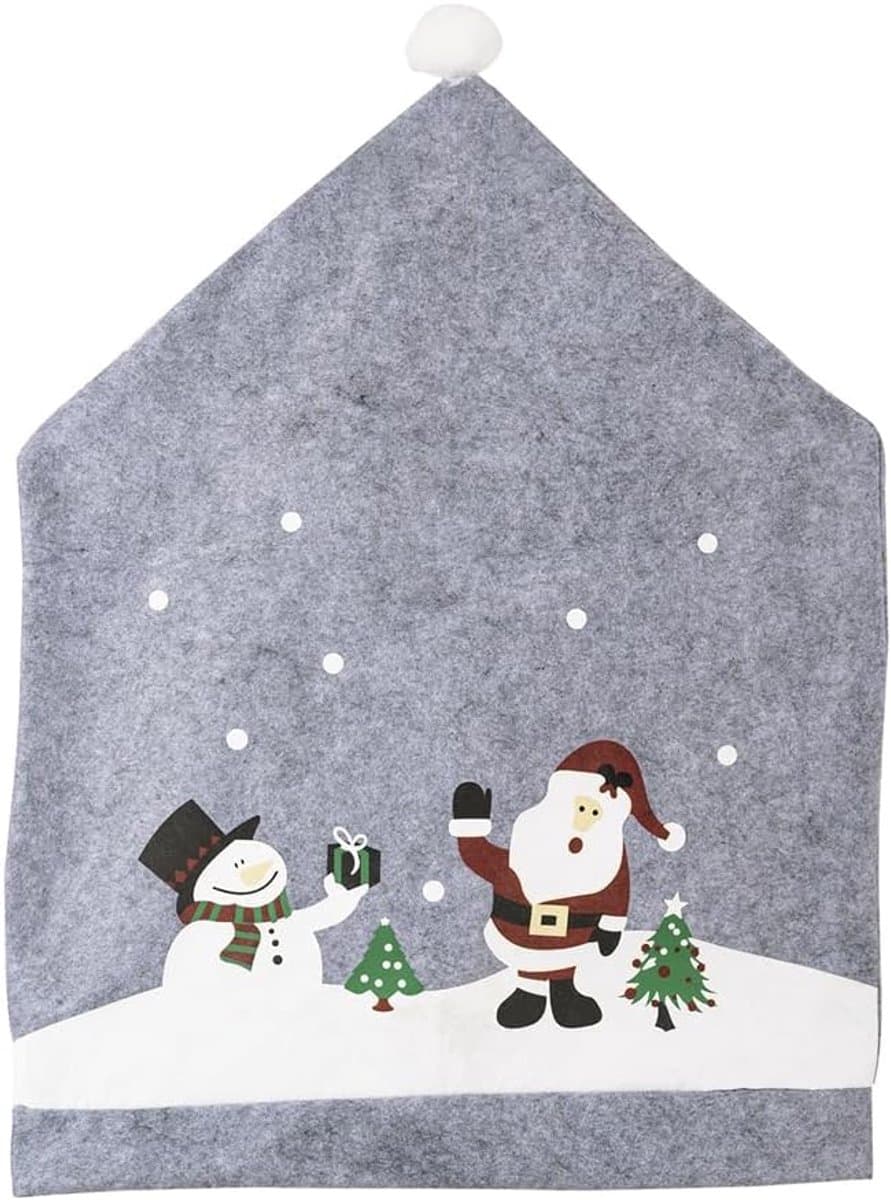 Stoelhoezen Kerst - Stoeldecoratie - Feestelijke Decoratie - Zachte Vliesstof - 48 x 65 cm - Grijs
