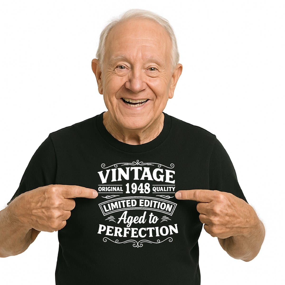 T-shirt - unisex - zwart - Vintage - Limited Edition - Aged to Perfection - geboortejaar 1948 - BIO Katoen - verjaardag en feest - cadeau - maat S