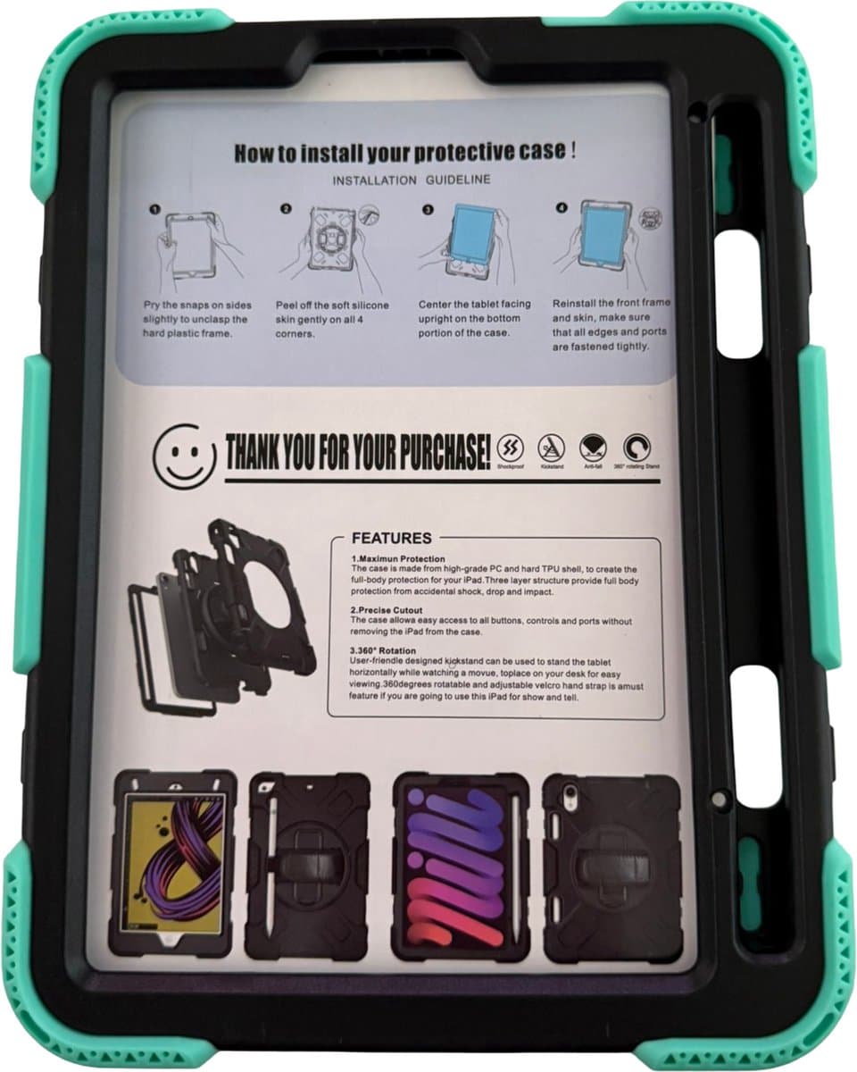 iPad mini 8.3 6 met stand rotatie groen zwart