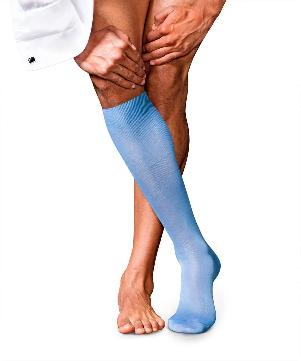 FALKE No. 9 Pure Fil d Ecosse heren kniekousen - blauw (bleue)