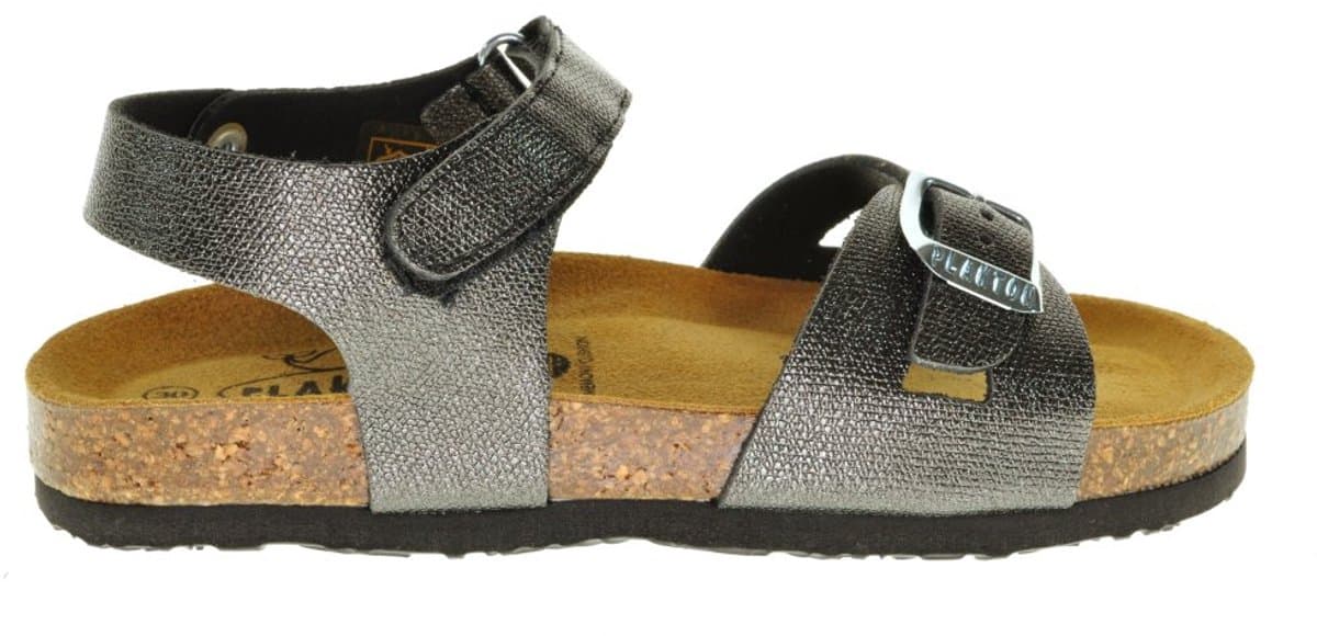 Plakton Lederen Meisjessanaal Zwartglitter Gesp En Velcro maat 27