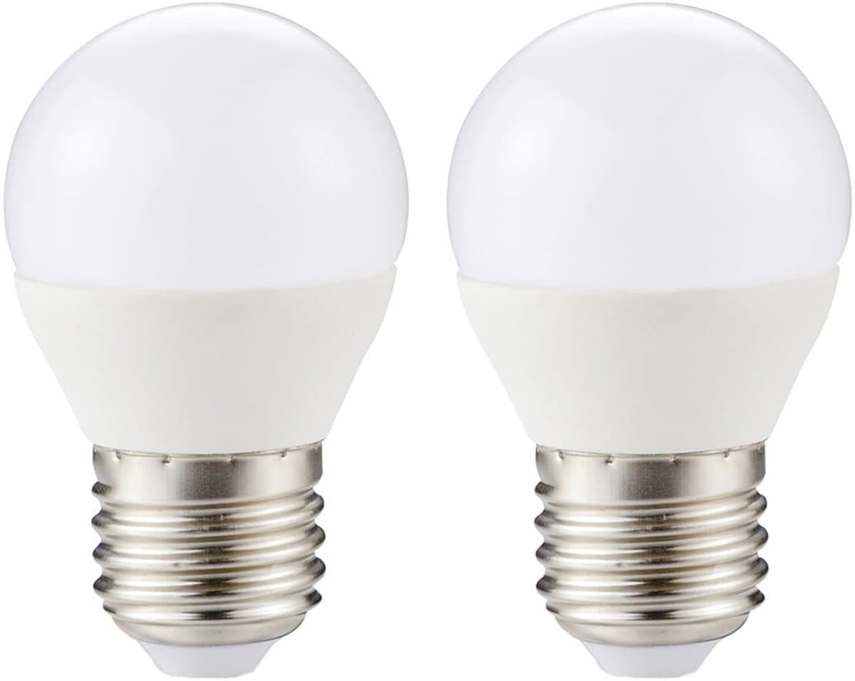 Kobi LED Lamp Mini Bolvorm E27 4.5W - 420lm - 3000K - 230V - Voor Bureau, Bedlamp of Nachtverlichting - 2 stuks