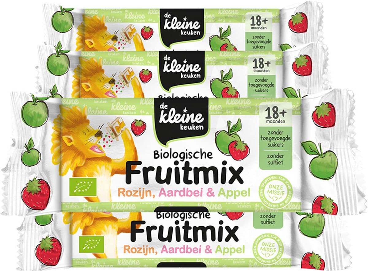 de Kleine Keuken Bio Fruitmix - 4 x 84 gr - Voordeelverpakking