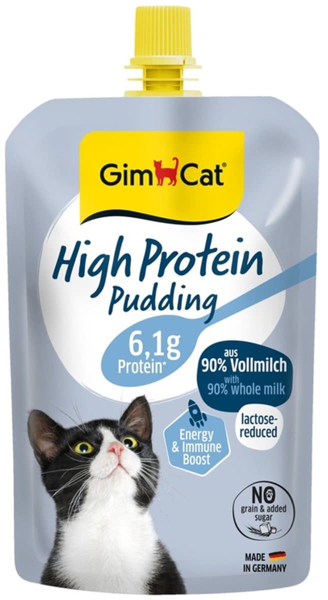 GimCat Eiwitrijke Pudding - Lactosearm Tussendoortje - 100g, Romige Kattenpudding zonder Granen