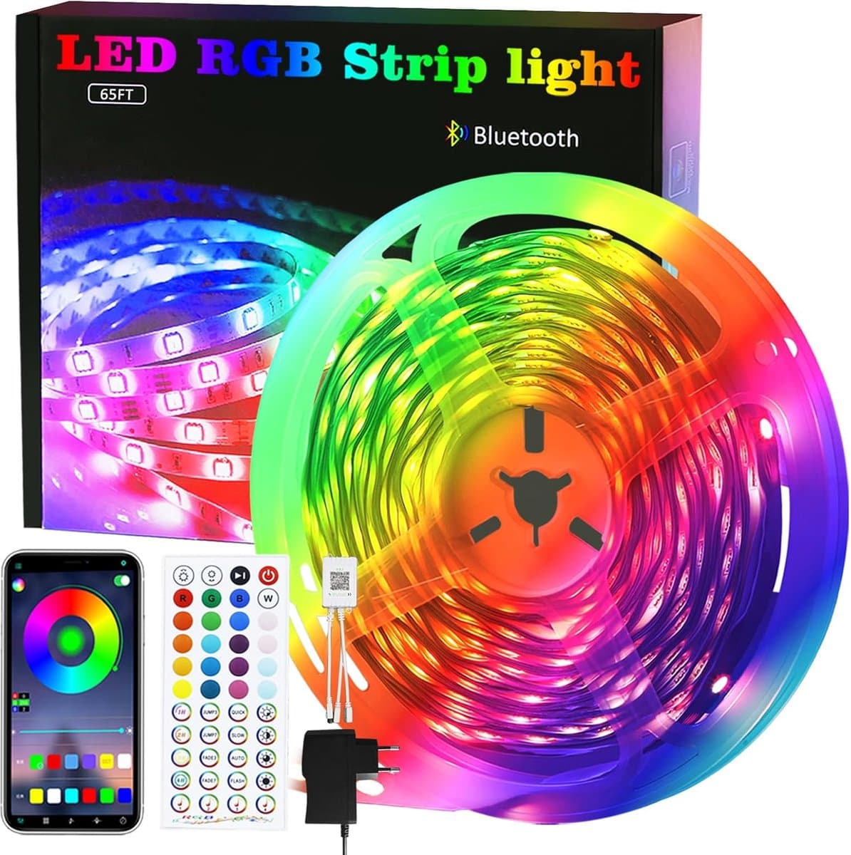 NETTLIFE LED Strip - 20 meter - RGB verlichting - dimbaar - met Afstandsbediening - App - met 16 Kleuren - WiFi LED-Strip - zelfklevend-Led light strip - Smart Led Lights