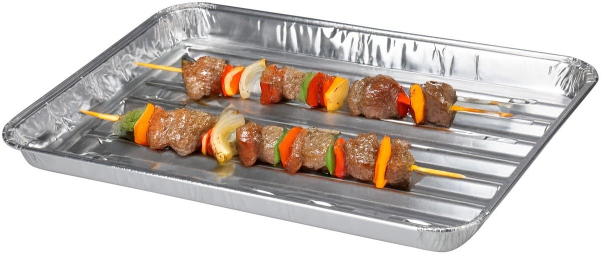 BBQ Collection barbecue grillschalen - Set van 5x stuks - 34 x 32 x 2.5 cm - Vlees grillen - BBQ rooster - aluminium schaal