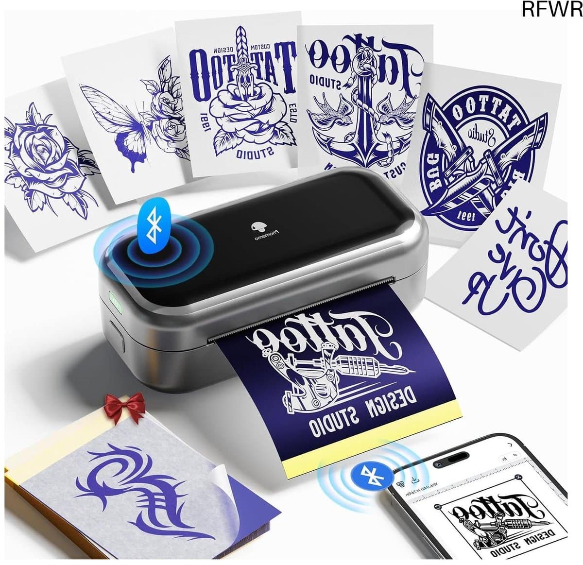 RFWR® Tattoo Stencilprinter met Bluetooth en Transferpapier voor Beginners en Artiesten
