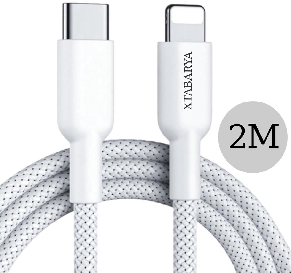 USB-C naar 8 pin kabel 60W – Snelle en veilige laadkabel van versterkt gevlochten nylon – 2 meter