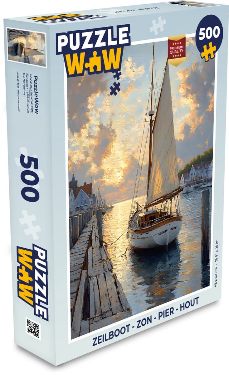 Puzzel Zeilboot - Zon - Pier - Hout - Legpuzzel - Puzzel 500 stukjes