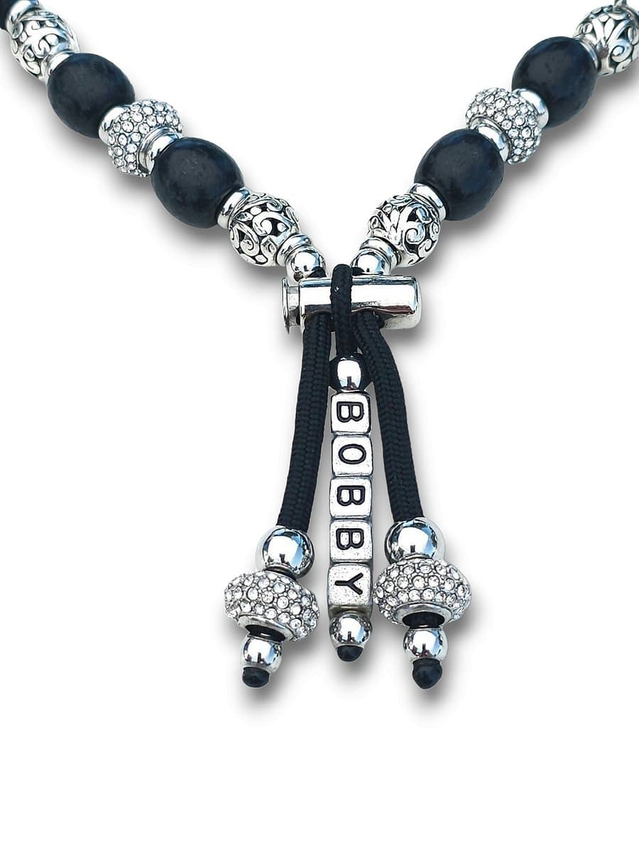Halsketting hond, Pandora-stijl DeLuxe Shining elegance, Paracord, Maat M 31-40 CM