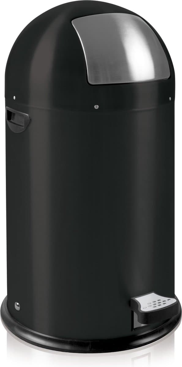EKO - Kickcan 33 liter - Steel - mat zwart - Prullenbak