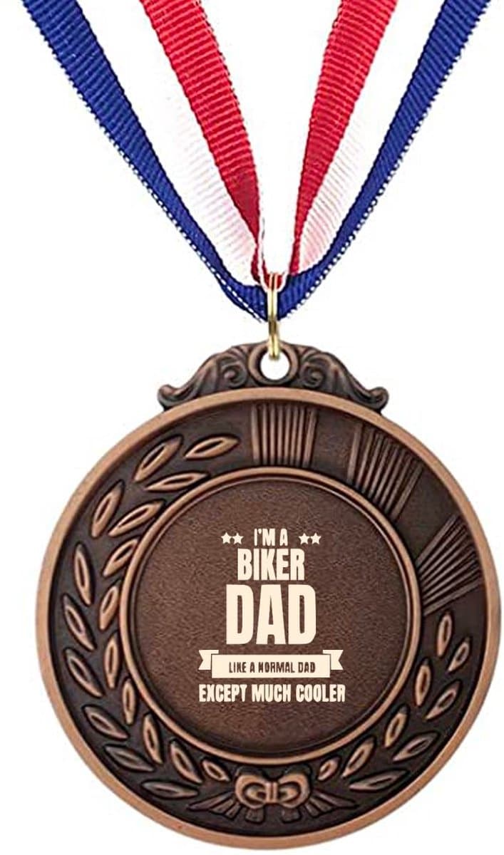 Akyol - i am a biker dad like a normal dad except much cooler medaille bronskleuring - Vader - motorrijders - cadeau vader