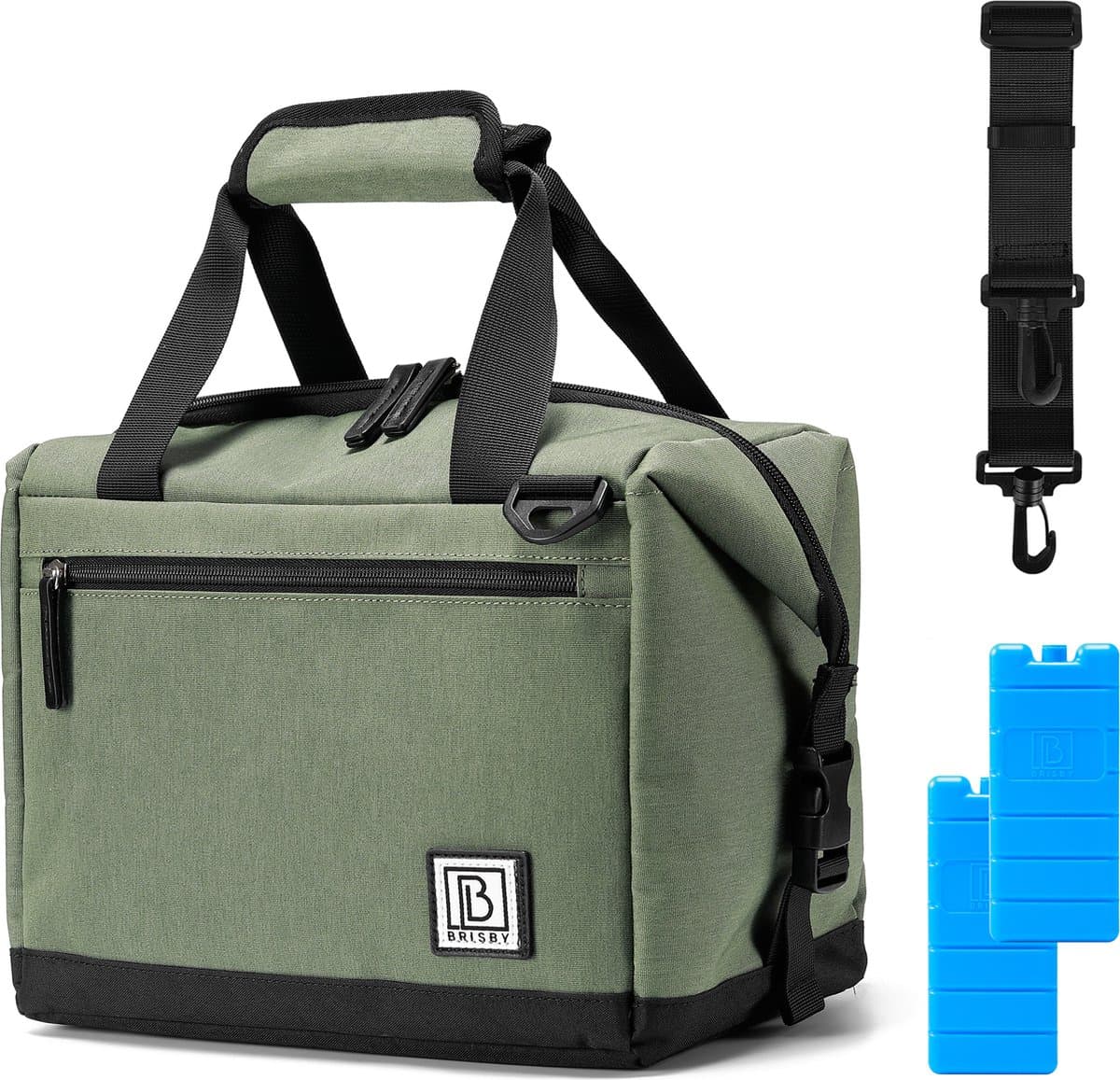 Brisby 4 Laags Geïsoleerde Koeltas - Lunchtas 12 Liter - Extra Ruimte Uitvouwbaar- Groen