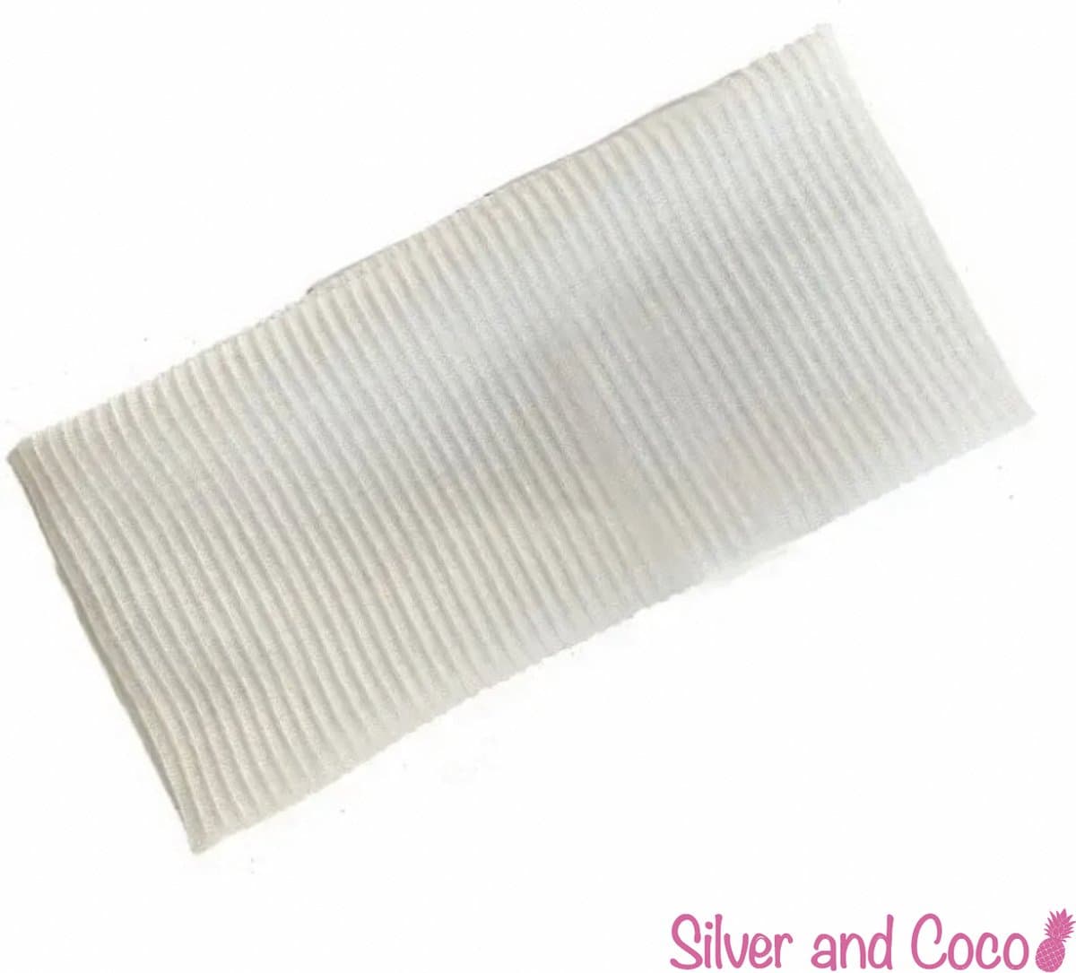 SilverAndCoco® - Witte Brede Haarband Festival Dikke Normale Stoffen Hoofdband Hardlopen / Sport Yoga Boho Diadeem Dames / Elastische Witte Haarbanden Breed - Wit