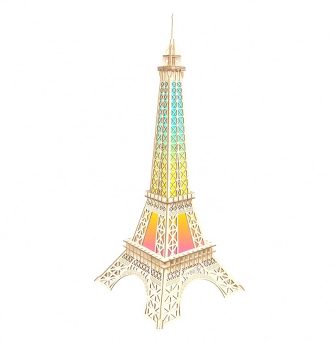 De Bouwplaats Eiffeltoren bouwpakket - Houten model met LED verlichting - 106 cm