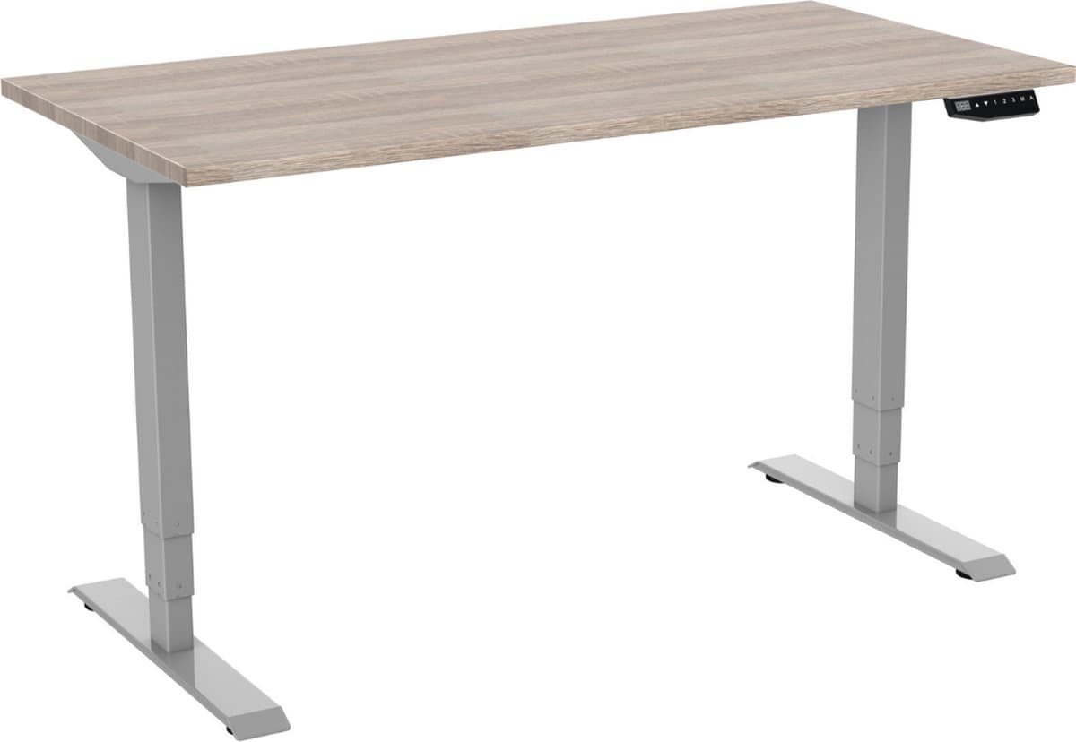 GAME HERO Marvel Bureau Elektrisch Verstelbaar 2 Motorig - 140x80cm - Grijs Frame - Robson Eiken Blad