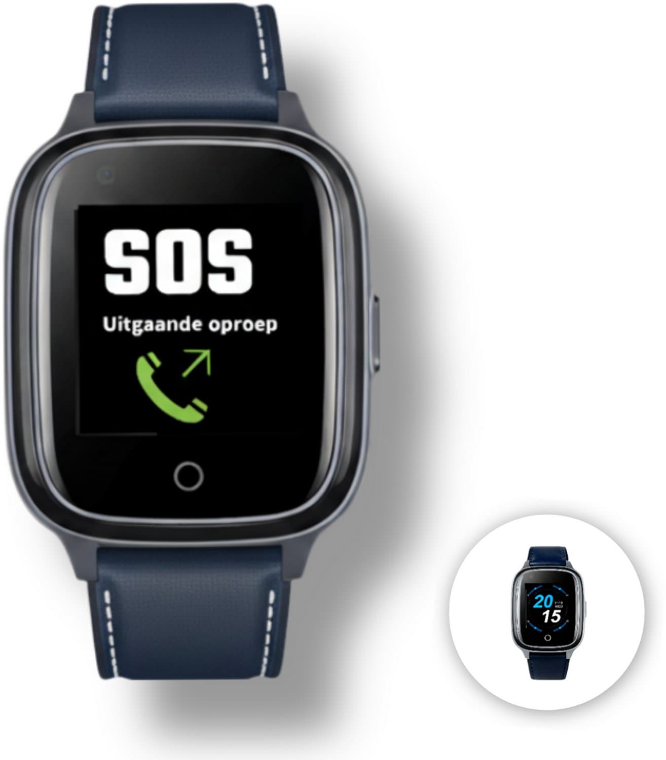 Wiesba WB34S - GPS Horloge Senior - Smartwatch voor Ouderen - Persoonlijke alarmen - alarm horloge ouderen - GPS Horloge Alzheimer - Valdetectie - Personenalarmering met SOS knop Alarmknop - Blauw
