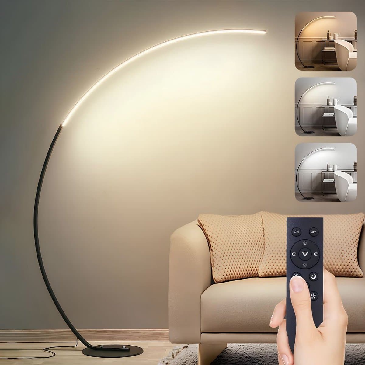 Lìon® Vloerlamp - Vloerlamp Dimbaar - Vloerlampen Woonkamer - Zwart - 110cm x 32cm x 165cm