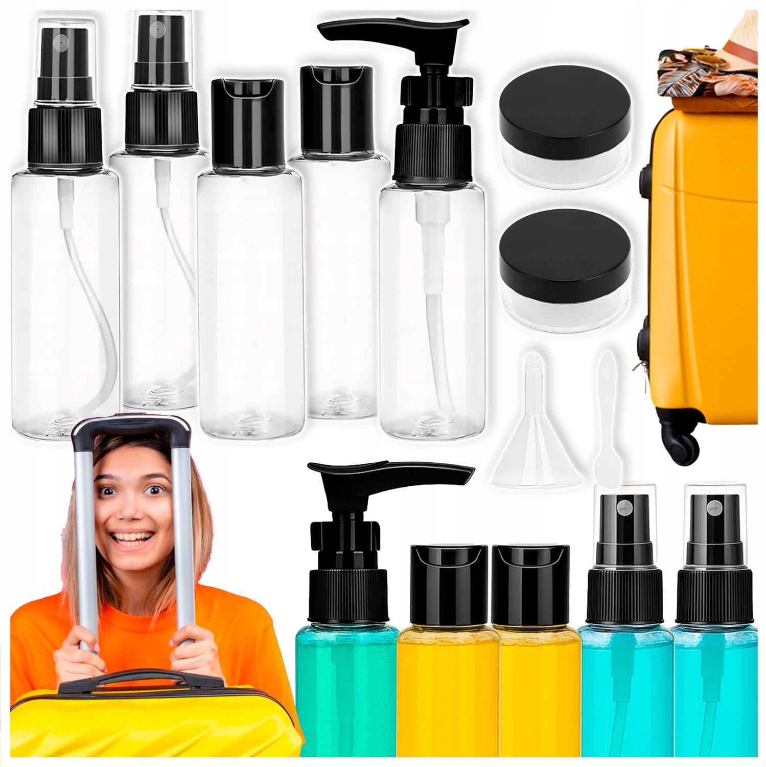 Reisflacons Kosmetica Set 3-in-1: 100ml Vloeistof & Crème