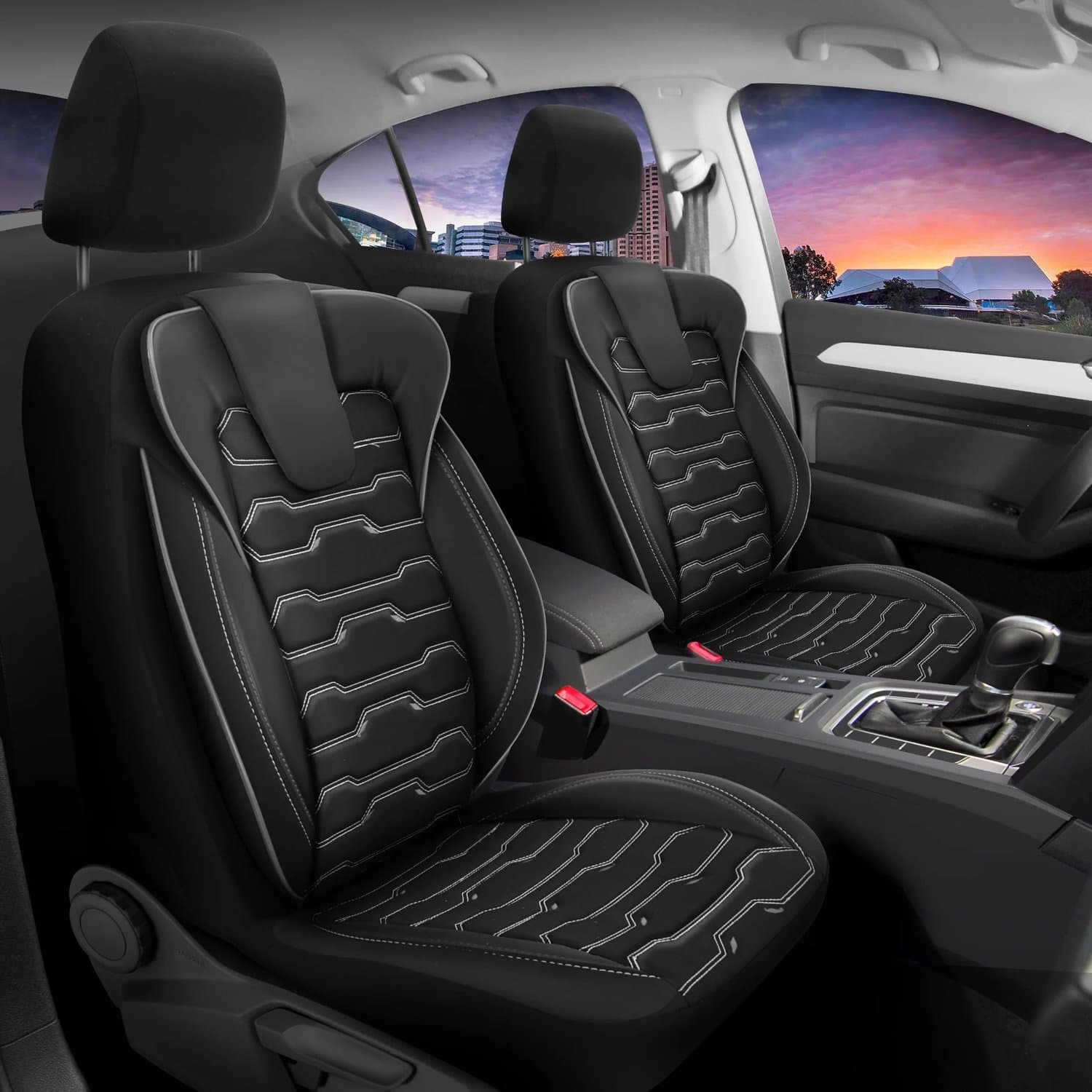 Stoelhoezen Mazda CX-3 2015-heden – Sport Zwart/Grijs – Linnenstof – comfortabele autostoelhoezen – bescherming tegen slijtage en vuil – eenvoudig te monteren