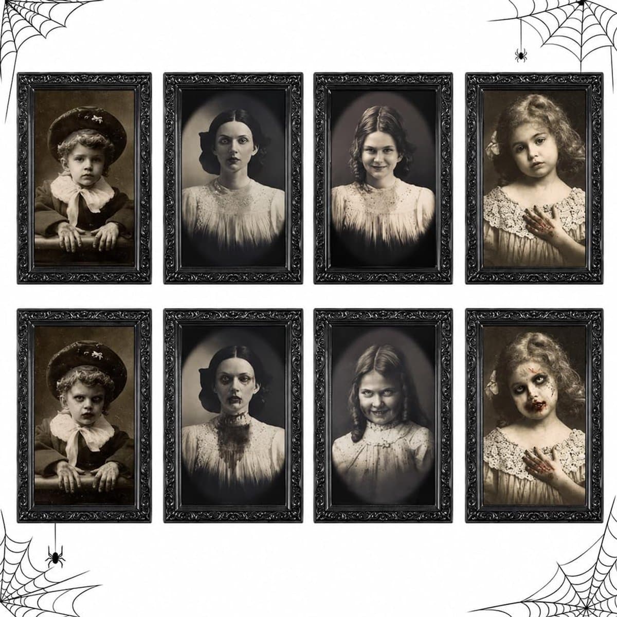 4 stuks 3D-foto's, Halloween, verandering van het gezicht