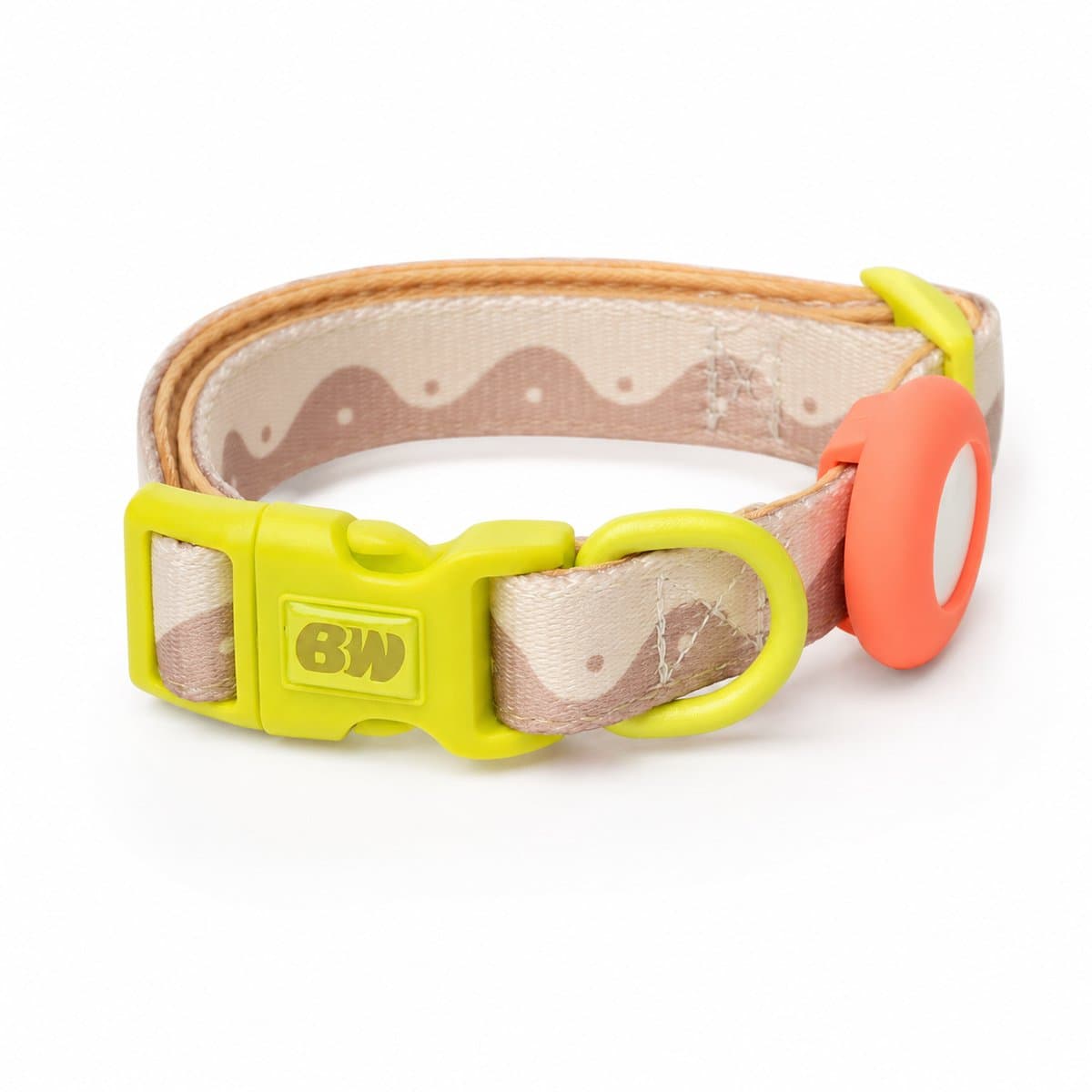 Halsband wavy Yin Yang beige/lime - maat XS