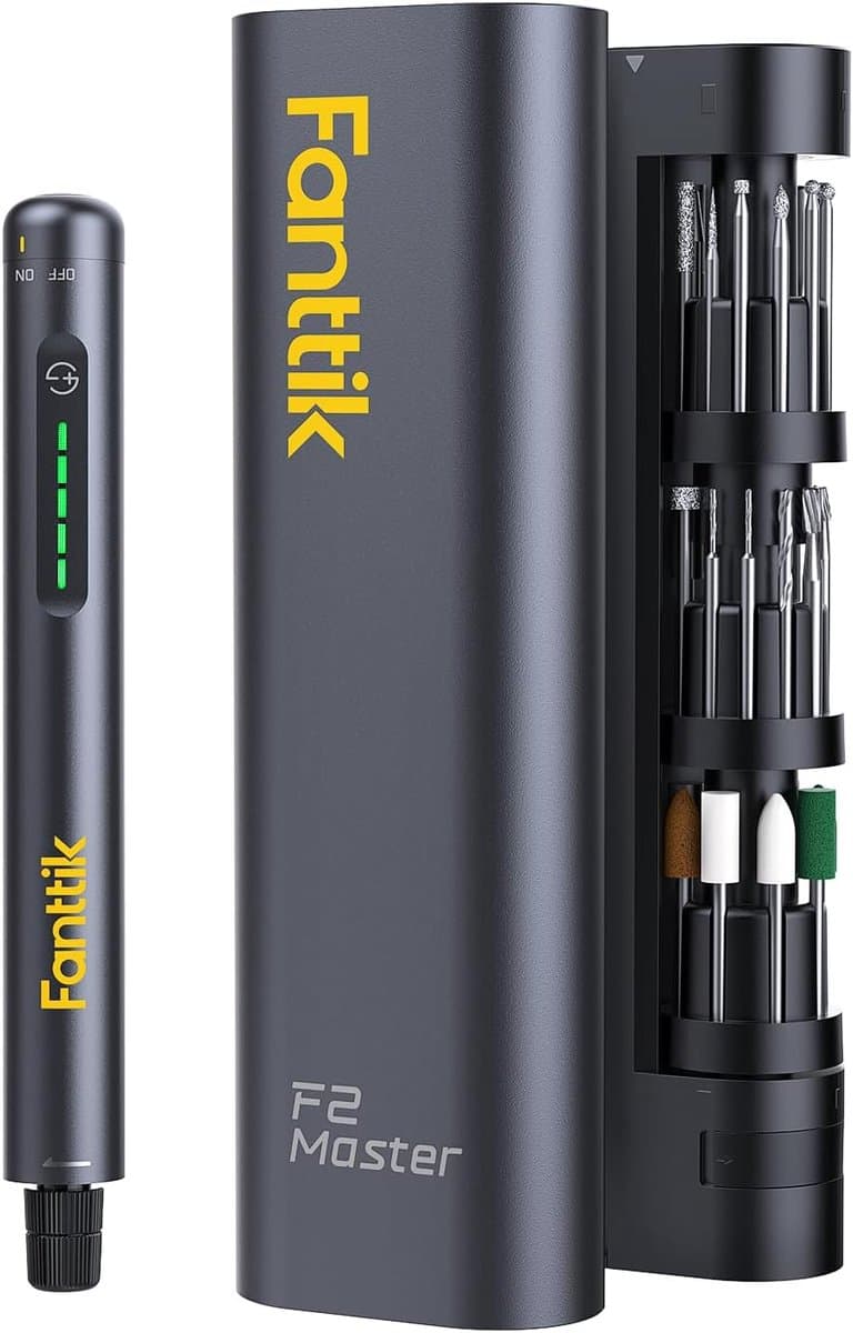 Fanttik F2 Master Mini accu-borstelset, NeoPulse-motor, 5 snelheden, 25.000 rpm, Revostor-hub, 35 accessoires, gravetpotlood, voor 3D-printer, schuren, polijsten, boren, graveren en DIY-knutselwerk