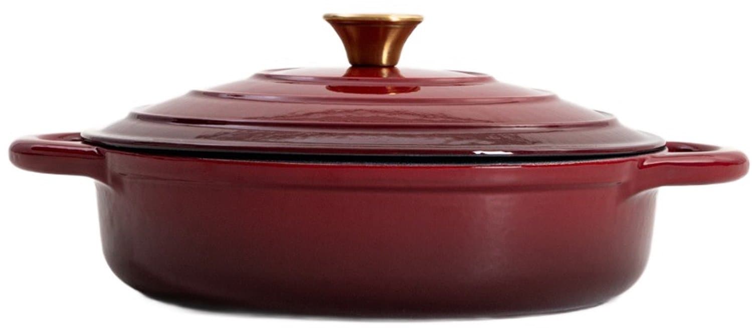 Homla Andreas Gietijzeren Pan met Deksel - Bordo Ombre 2.5L, 28cm