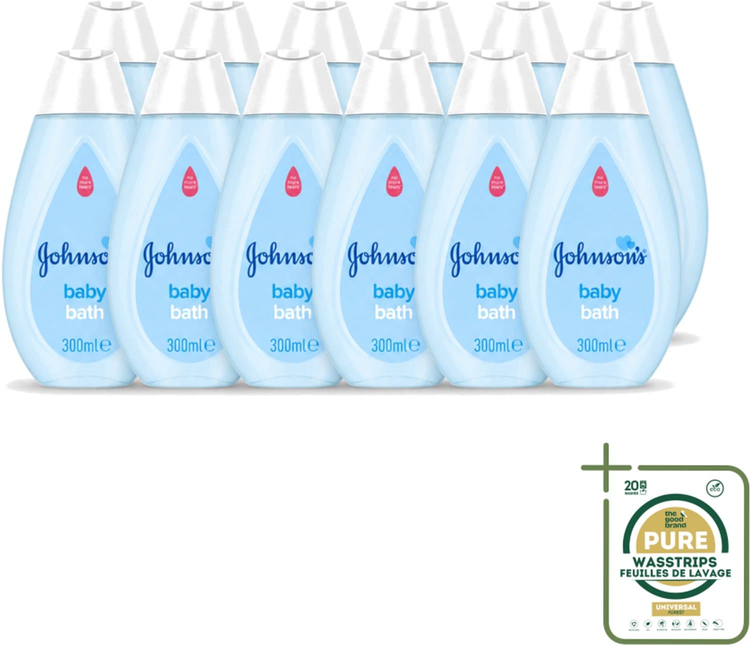 12 x Johnson's - Baby Bath - Puur & Zacht - 300 ml - Baby Bad - Baby Zeep - Babyhuid Verzorging - Zachte Babyzeep - Milde Babyzeep
