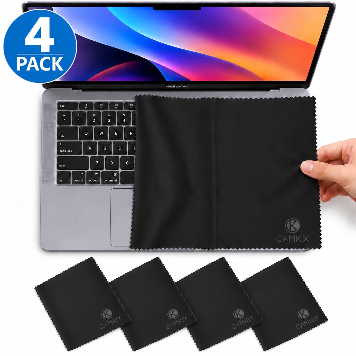 Microvezeldoeken Toetsenbord Liner Laptop Scherm beschermers (4 stuks) - 35x22 cm - Compatibel met Apple MacBook Pro (15-16 inch) - 4x Toetsenbord Liner Doek, Dubbelzijdige Doek en Lens Reinigingspapier Tissue Boekje