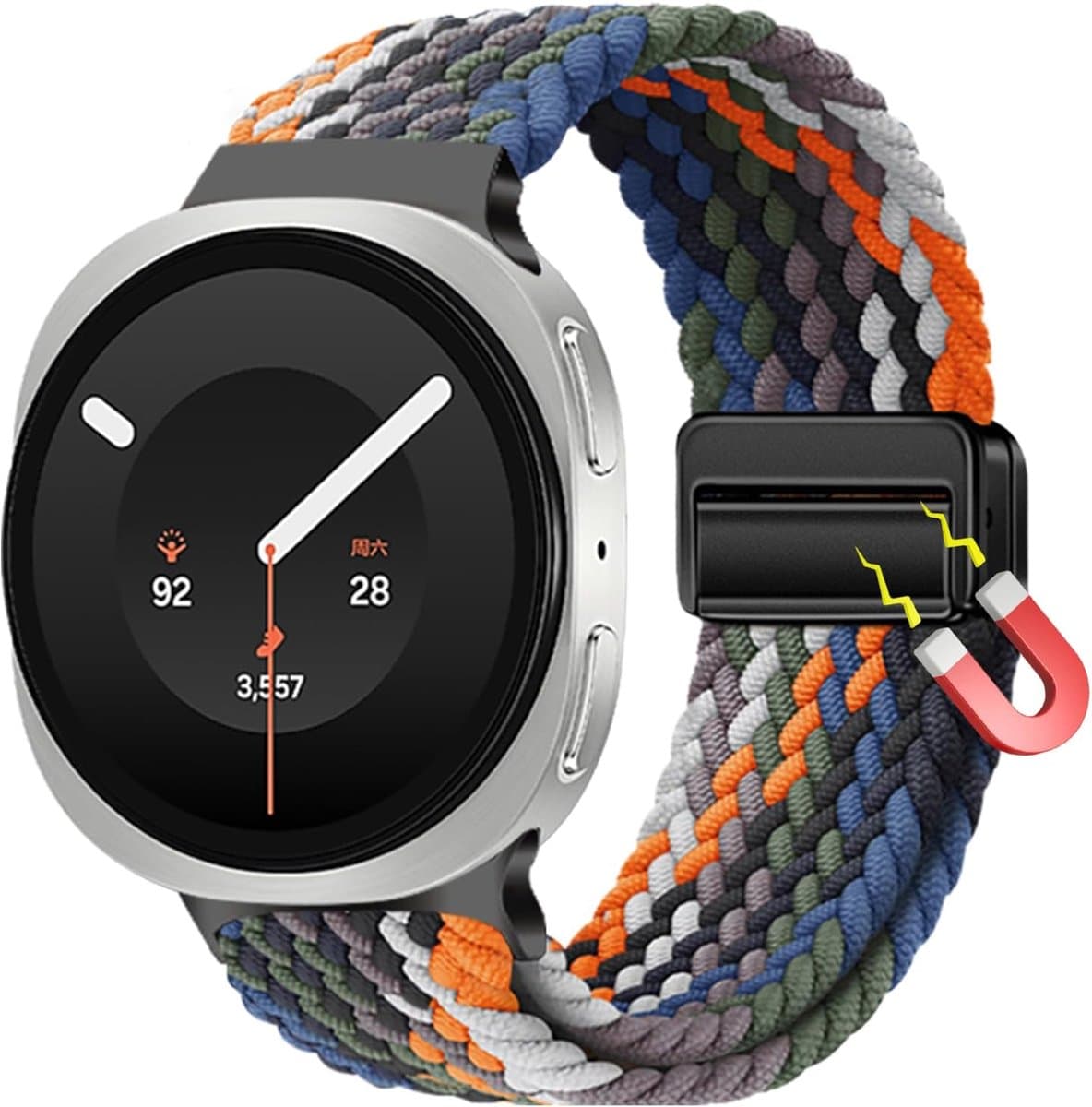 ZoRoll Nylon armband voor Samsung Galaxy Watch 9 40 mm 44 mm/Watch8/8 Classic 46 mm, met magnetische sluiting - ShopVlot