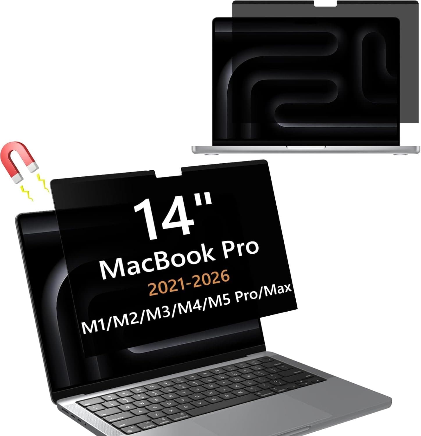 Laptop-inkijkbescherming voor MacBook Pro 14 inch 2021-2024 (M4/M3/M2/M1 chip), anti-vingerafdruk, PET-displaybescherming, afneembaar anti-blauw licht, verblindingsbescherming