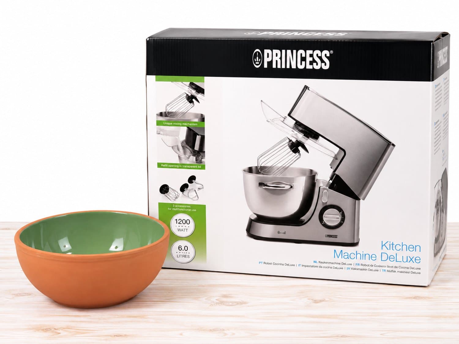 Princess Kitchen Machine DeLuxe – Keukenmachine 1200W – 6 Liter – Inclusief Keramische Schaal – Bakpakket