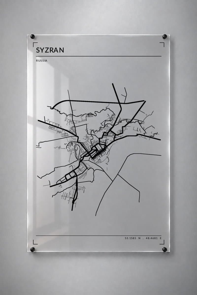 Stadskaart Syzran - Plexiglas 40x60 cm - Studio Marks