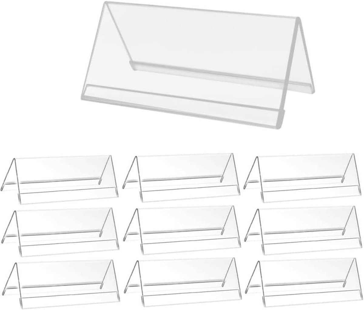 EGoods - Set van 10 transparante acryl tafelstandaards 20 x 8 cm voor tafelmenu's
