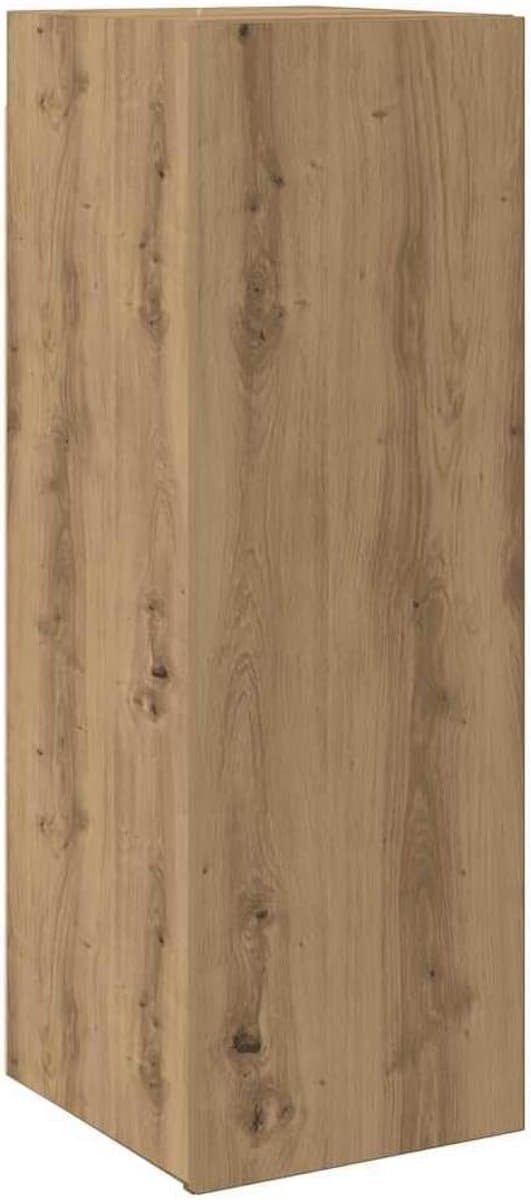 Zwevend TV Meubel met LED Verlichting Eiken Kleur Hout - Media Kast