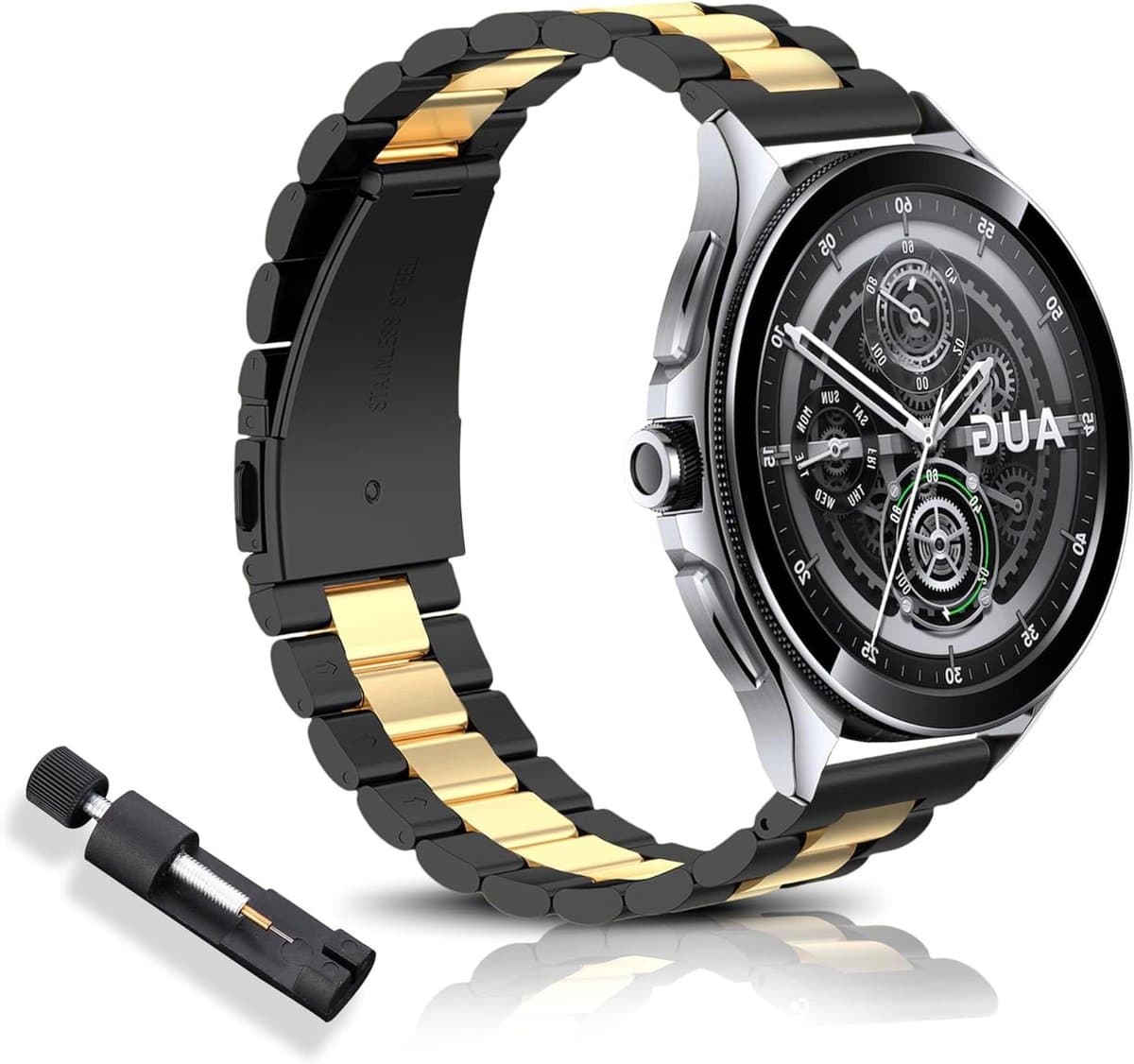 VVGoods - Roestvrijstalen horlogeband 22mm compatibel met Xiaomi Watch 2 Pro, Garmin Venu 3 en Vivoactive - gepolijst design