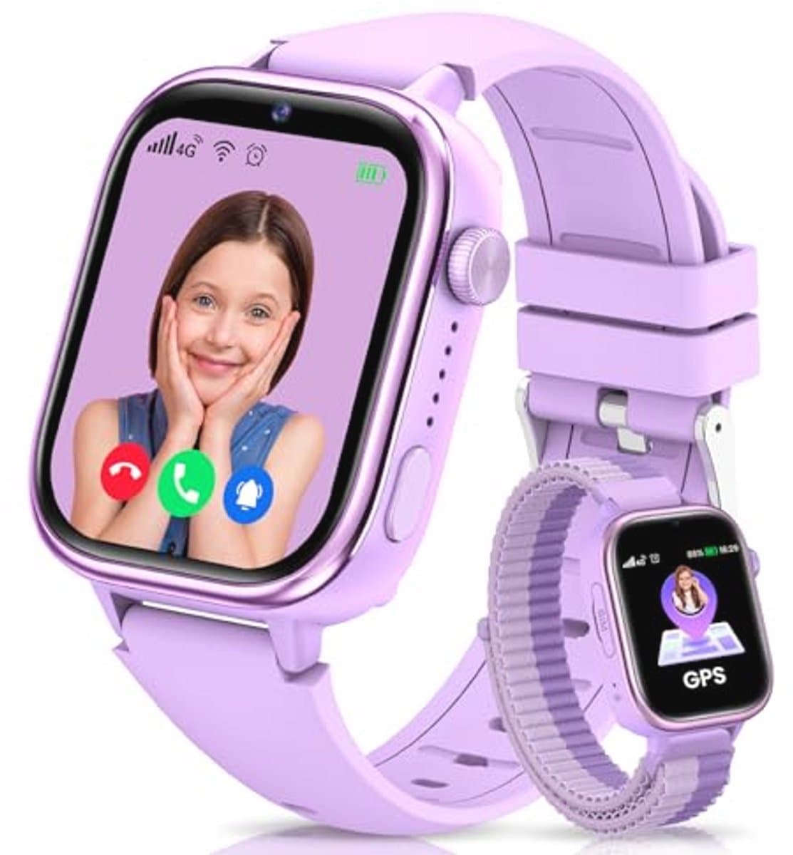 SWGOTA 4G Smartwatch voor kinderen, met GPS en telefoon, smartwatch voor kinderen, met videogesprekken, berichten, schoolmodus, SOS, waterdicht IP68, stappenteller, cadeau voor jongens en meisjes