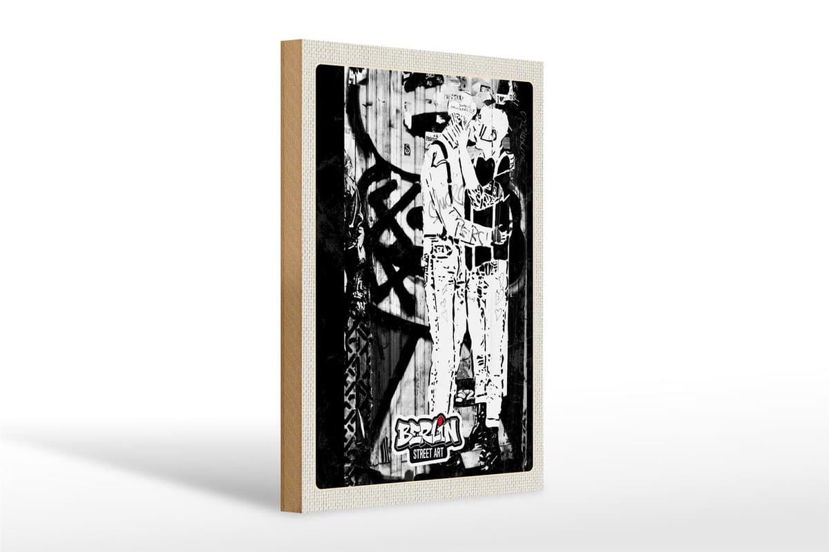 Holzschild Reise 20x30cm Berlin Deutschland Graffiti Geschenk