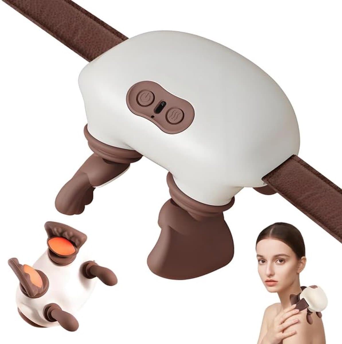 Kraftverdia - 4D nekmassager - Bionische Nek - Met 3 speed settings, 2 temperature settings - schoudermassager - Geschikt voor het verlichten van nekpijn en het ontspannen van spieren - Wit