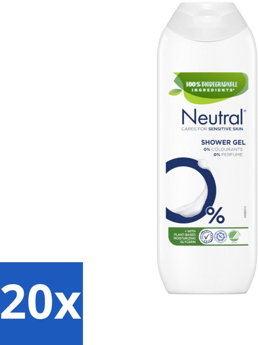 Neutral - Douchegel - Gevoelige huid - Parfumvrij - 250 ml - Bulkverpakking - 20 stuks