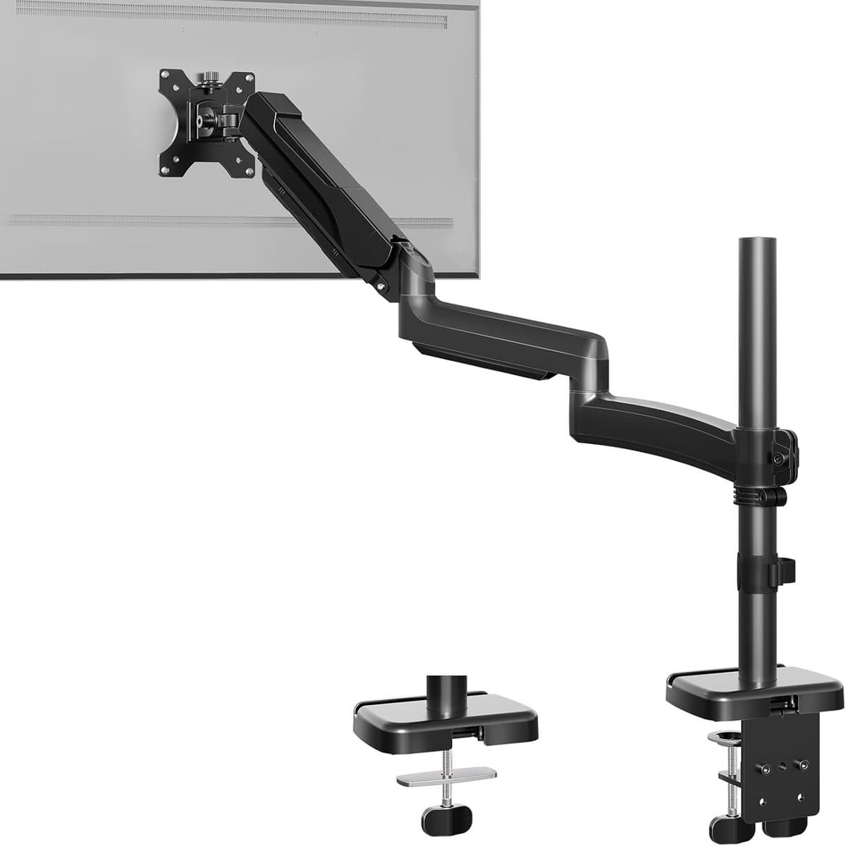 Extra Lange Monitorarm voor Bureau - Verstelbaar voor Schermen 13-32 inch - Zwenkbaar & Kantelbaar - VESA