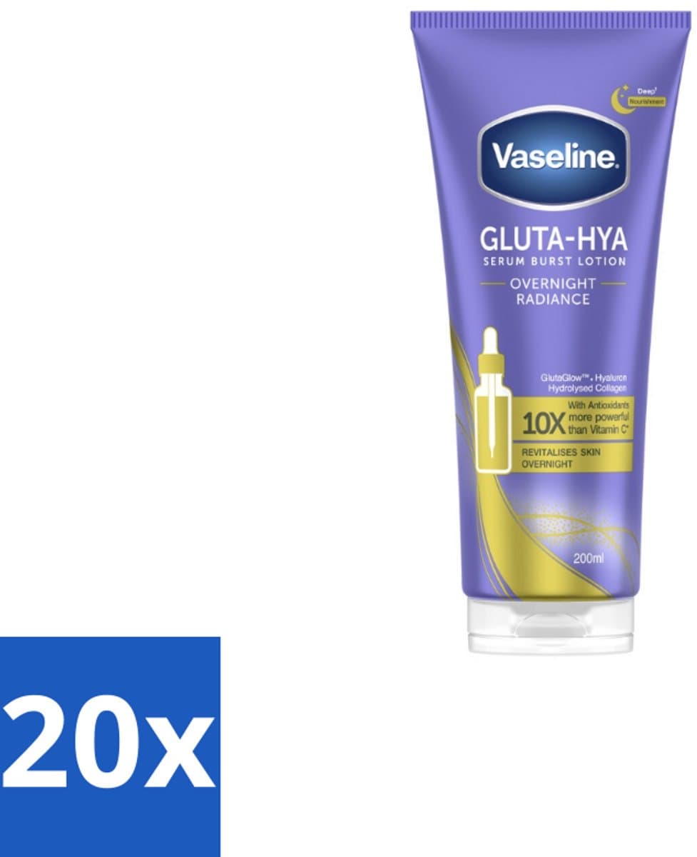 Vaseline – Gluta-Hya Serum – Overnight Radiance – 200 ml - Bulkverpakking - 20 stuks