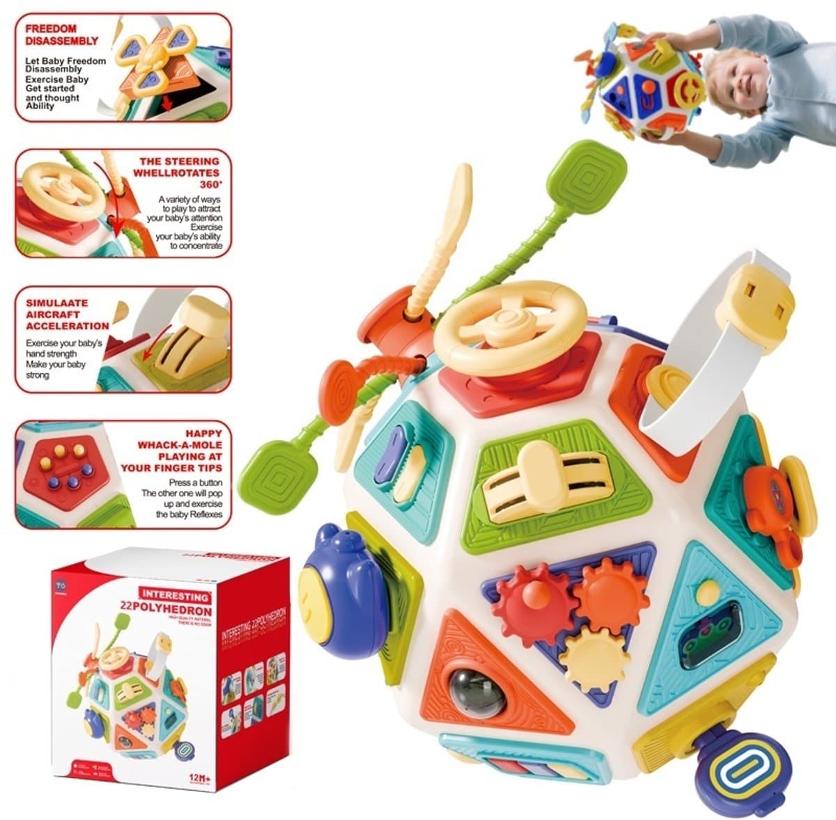 Kraftverdia 22-in-1 Baby Busy Board – Multifunctioneel Sensorisch Speelgoed voor Peuters vanaf 12 Maanden – Educatieve Activiteitenkubus voor Hand-Oogcoördinatie
