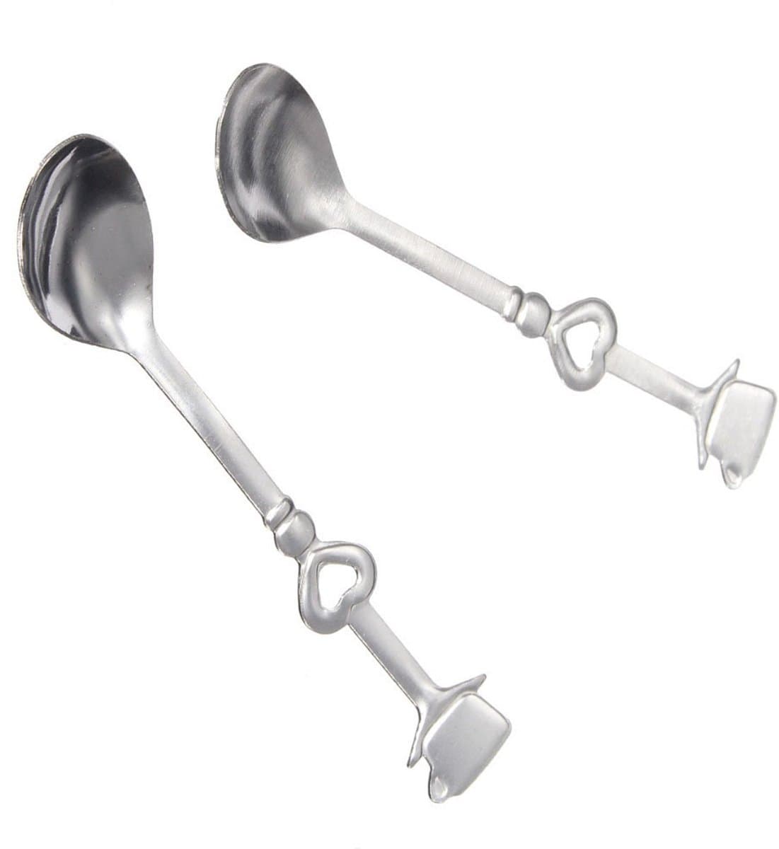 Gigicial Espressolepel - Demitasselepel - Hartvormig Handvat Voor Roken En Decoratieve Gebruik - 2 Stuks - Kerstmis Cadeau Zilver