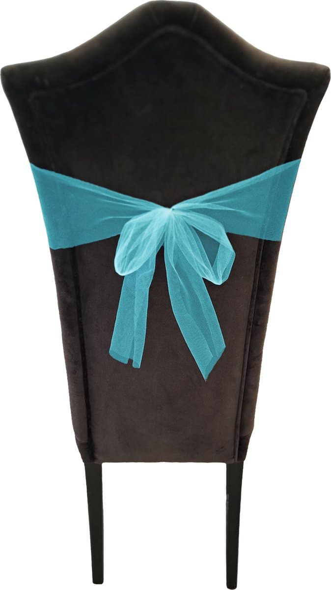 Tule stof op rol - 3x - turquoise - 30cm x 9meter - Organza/mesh decoratie stoffen