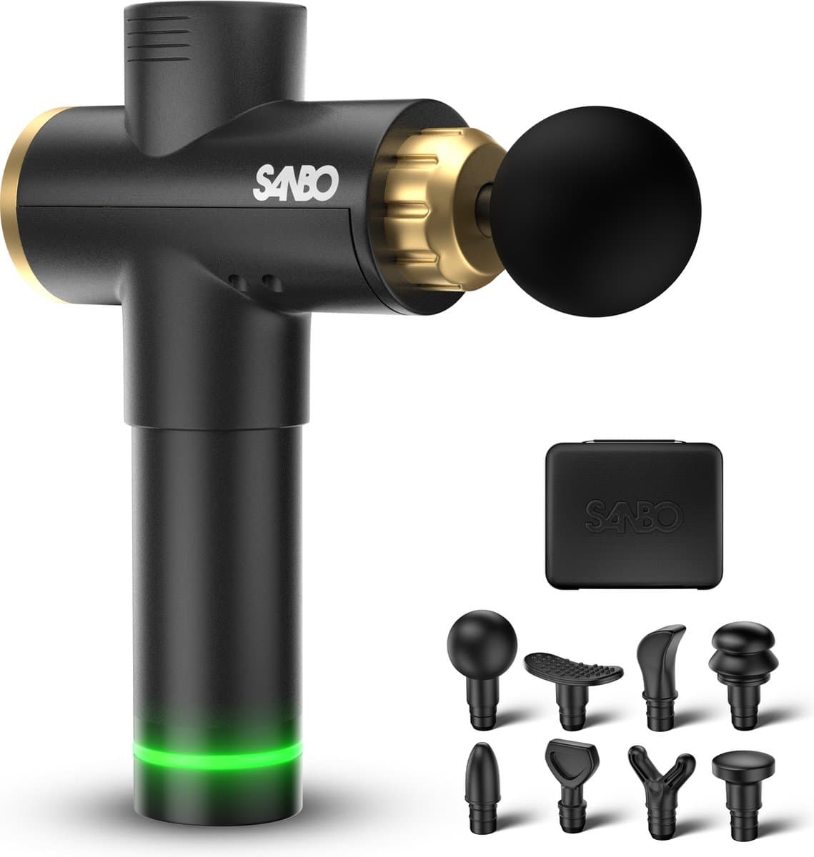 Sanbo Massage Gun Professioneel Elite - Krachtig 4000 RPM - 30 Standen en 8 Opzetstukken - Ontspanning - Massage apparaat - Massage Pistool - Fitness
