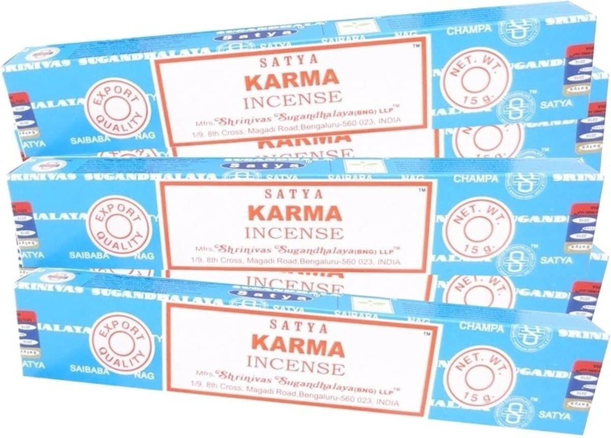 Satya Nag Champa wierook stokjes - Karma - 5x pakje van 12 stuks - 15 gram
