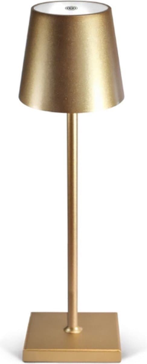 Oplaadbare Tafellamp - Dimbaar - Aluminium - Bureaulamp - Waterdicht - 38CM - Nachtlamp - Goud